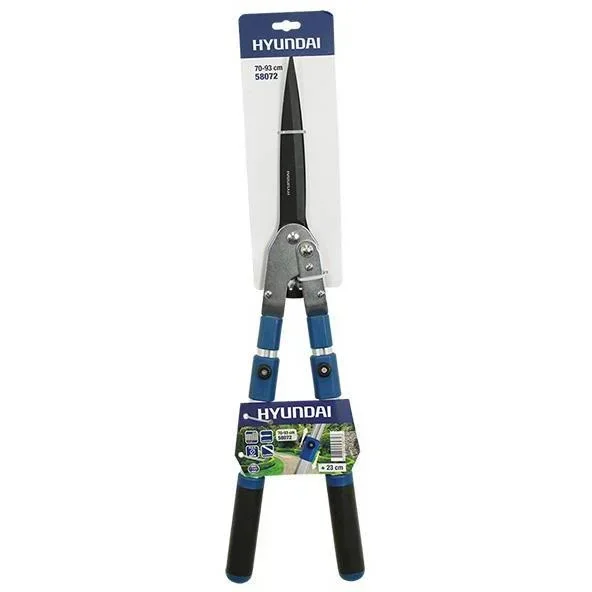 Telescopic hedge trimmer with serrated blade