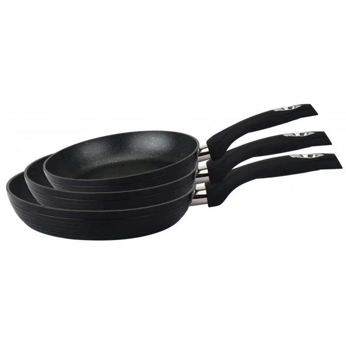 3-piece frying pan set black