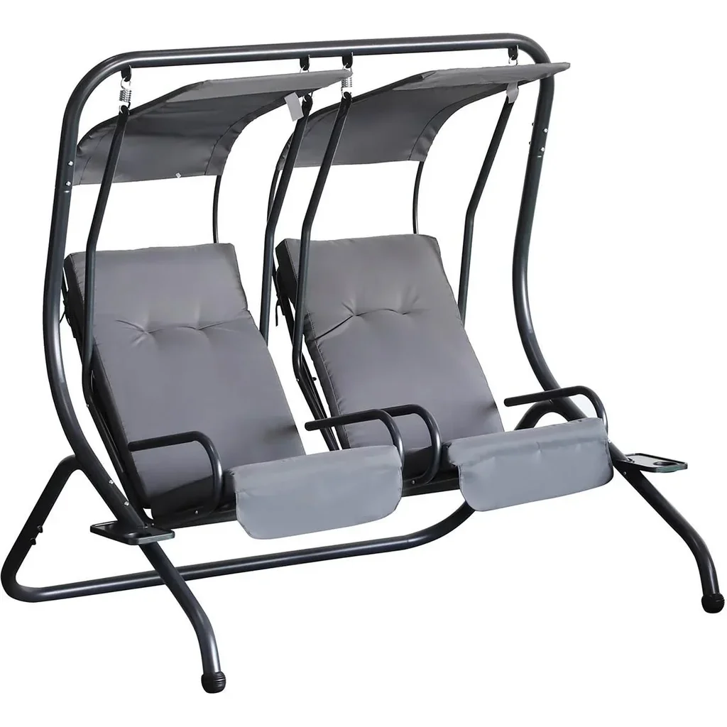 2 seater porch swing garden swing with sunroof garden chair seat with spray cotton Oxford fabric PE coating