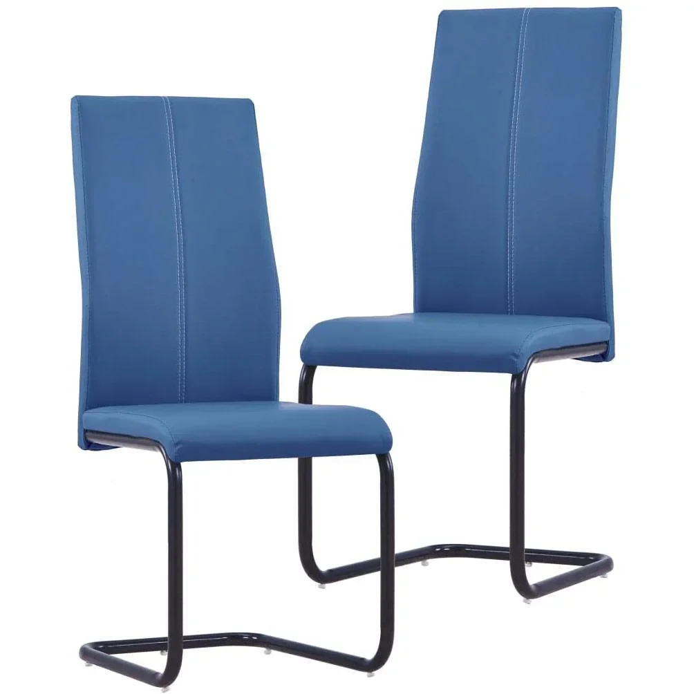 Dining room chairs 2-seater faux leather blue