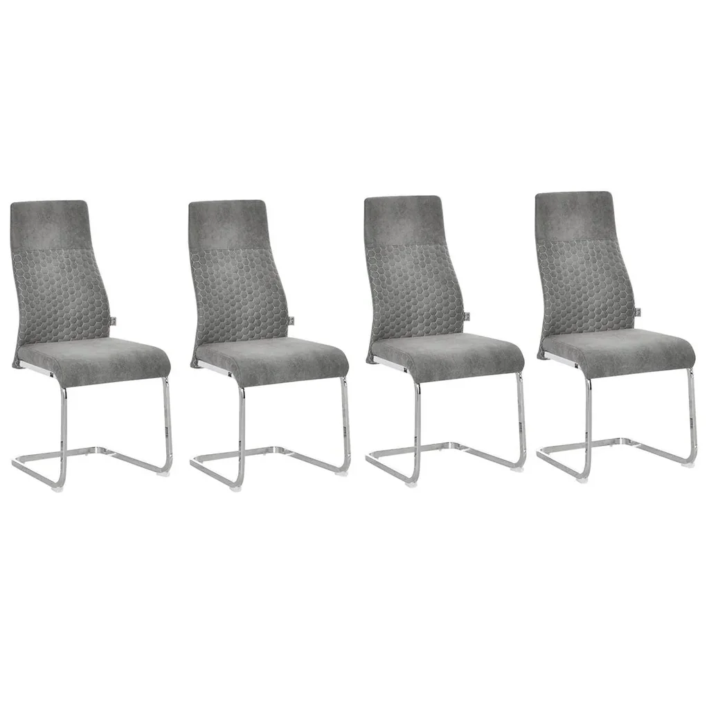 Dining room chairs set of 4 kitchen chairs with backrest seat velvet-touch steel grey 45 x 61 x 98 cm S-shaped dining group