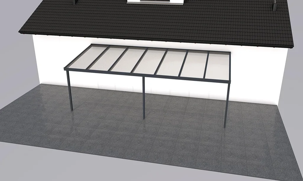 Patio roof Premium, anthracite, 7120 x 3060 mm - Acrylic multi-wall sheets 16 mm, bronze