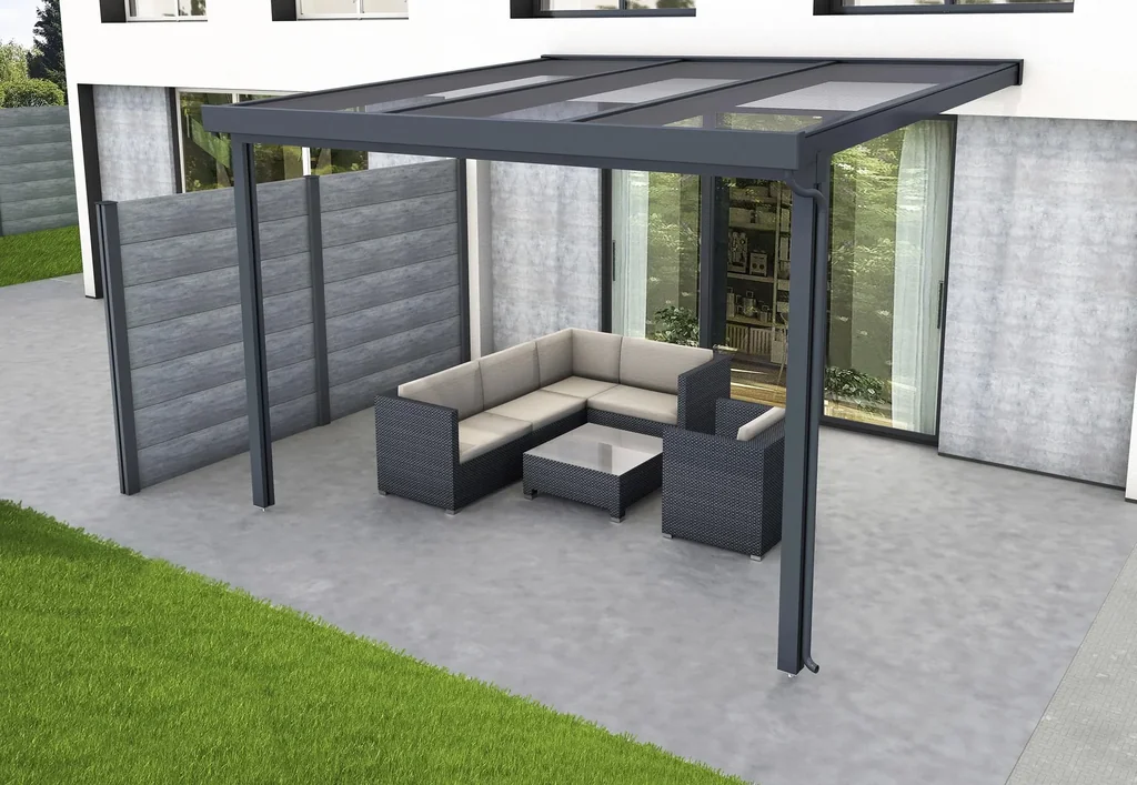 Patio roof Premium, anthracite, 3094 x 3060 mm - 10 mm laminated safety glass (VSG)