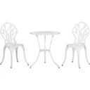 Seating group 3-piece dining group garden furniture set 1 table + 2 chairs with umbrella hole terrace aluminum white Ø60 x 67H cm