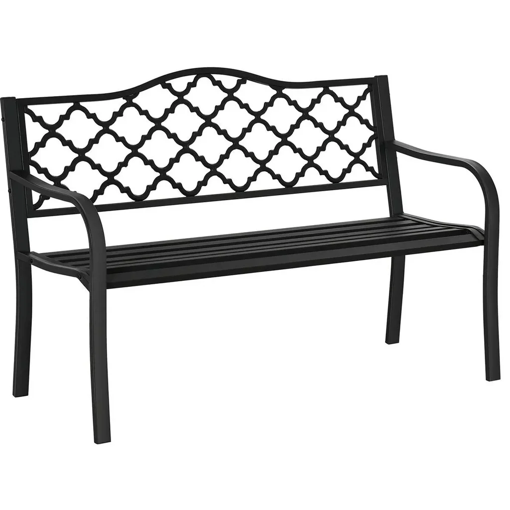 Garden bench 2-seater park bench made of metal bench up to 280 kg bench patio bench with back and armrests garden furniture cast iron