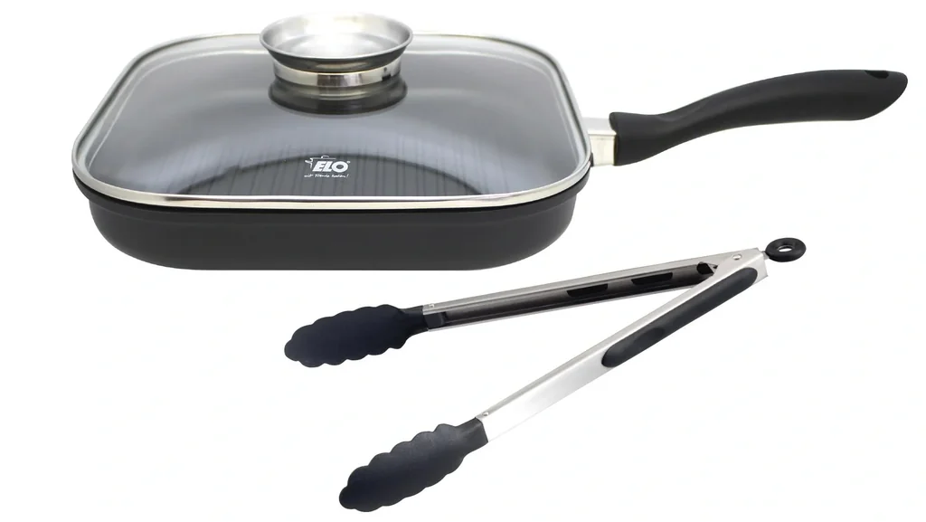 Grill pan with glass lid and tongs ZippZapp
