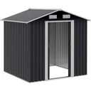 Tool shed with 2 sliding doors metal garden house 2.6 m² tool shed galvanized steel dark gray 195.5 x 153 x 188 cm
