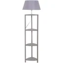 Floor lamp floor lamp lampshade 40W Scandinavian wood + linen grey 46 x 46 x 158.5 cm