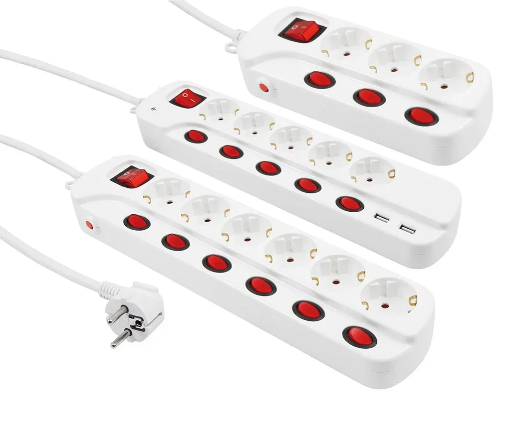 3-way power strip single circuit