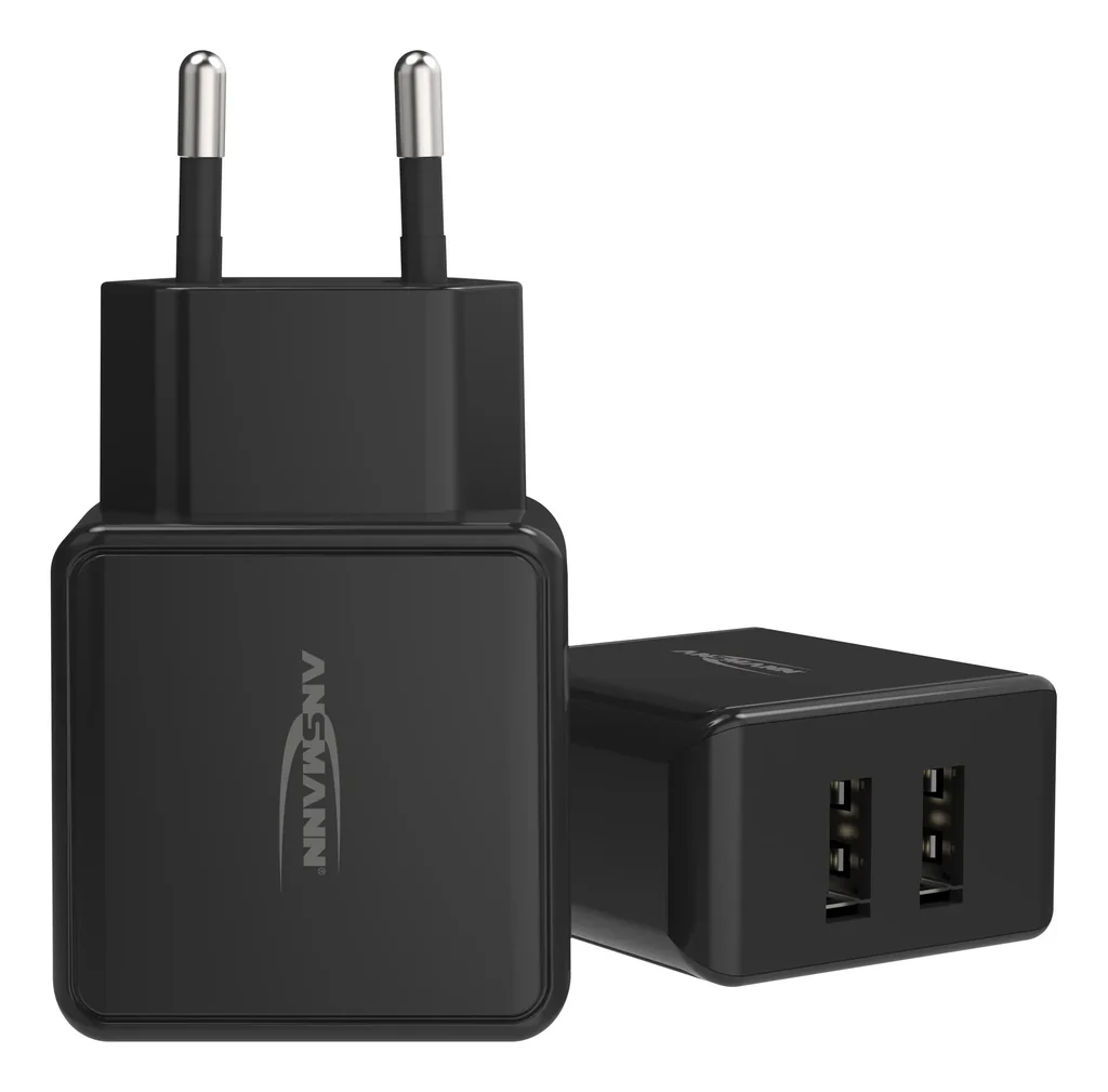 USB charging adapter with 2 USB 2.0 sockets Type A, 2400 mA