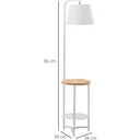 Floor lamp floor lamp side table with 2 shelves interior lighting E27 for living room bedroom office metal MDF Ttery