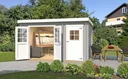 Garden house 254 Gr.2, 394 x 296 x 222 cm light grey, double door, with 2nd room single door