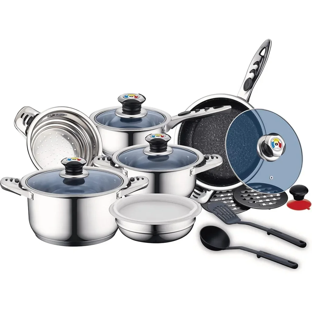 Pot set with accessories - silver