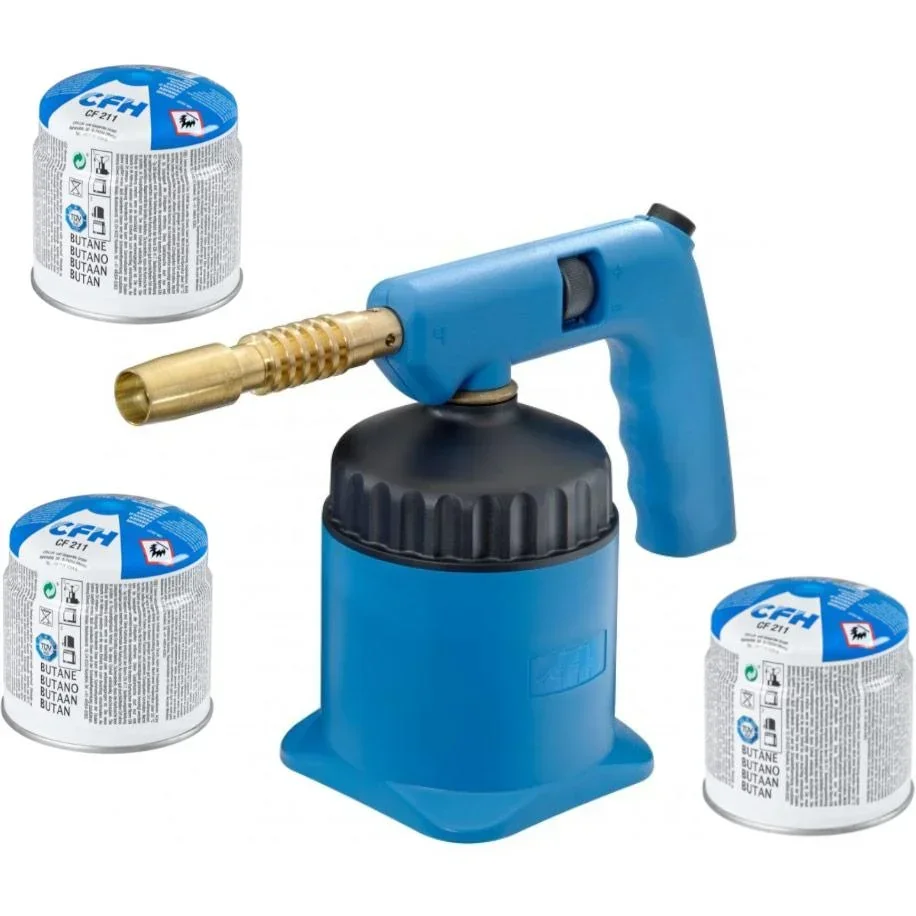 Soldering torch PZP7000 with 3 gas cartridges, equipped with piezo ignition and usable in all positions