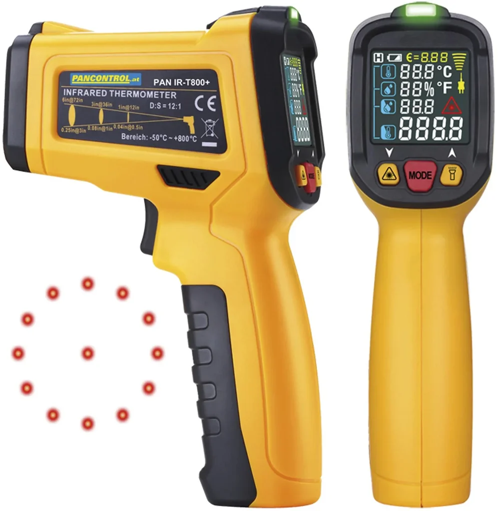 PAN IR-T800+ professional infrared thermometer 12:1, infrared temperature measurement - 50°C - + 800°C with laser measuring circuit