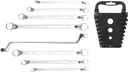 Double ring spanner set, offset, 8 pieces