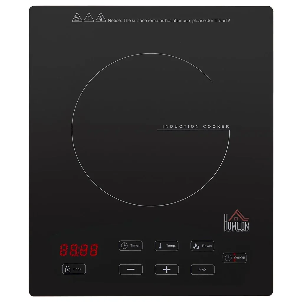 Single hotplate electric hob with 8 power and temperature levels 4 hour timer child lock sensor touch LED