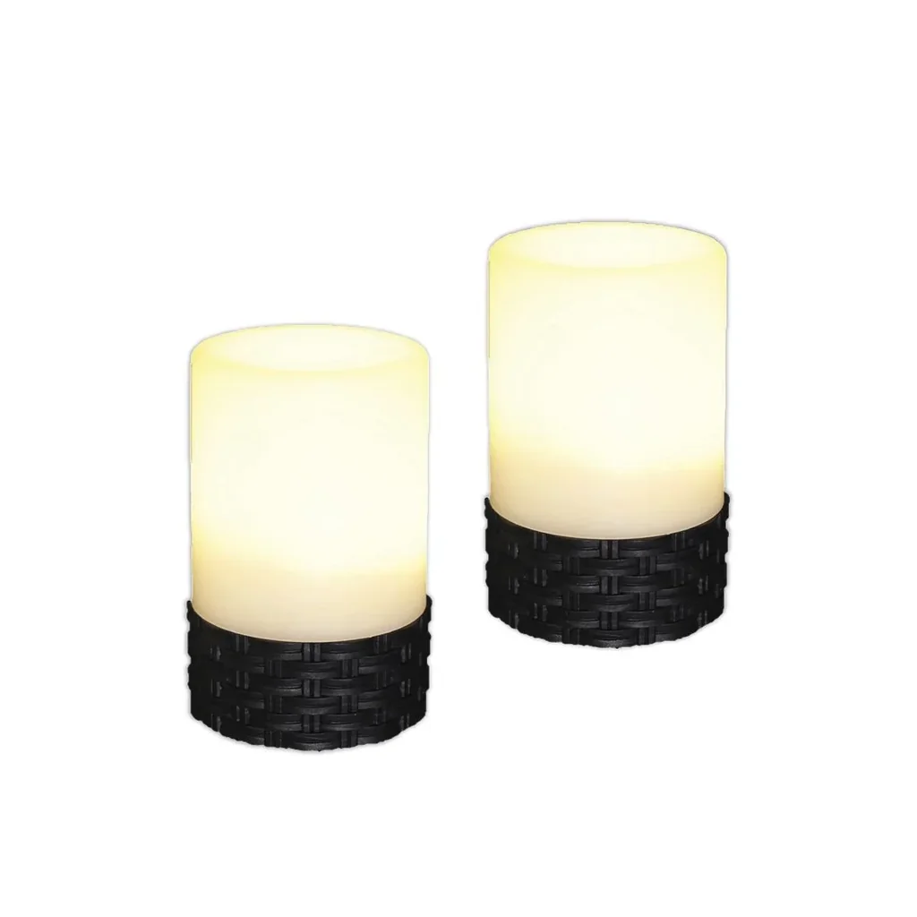 LED solar rattan table lamp set of 2