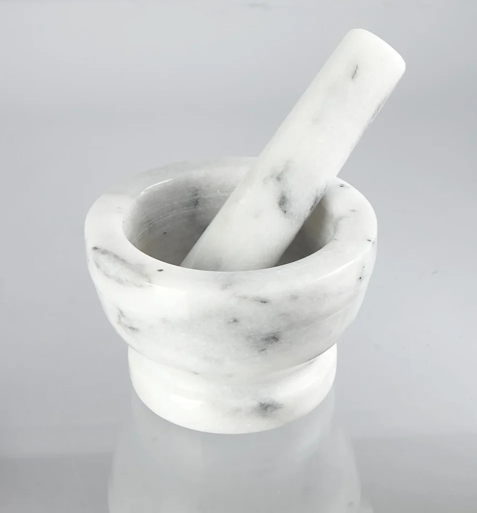 Granite mortar, marble design, 7 x 10 cm