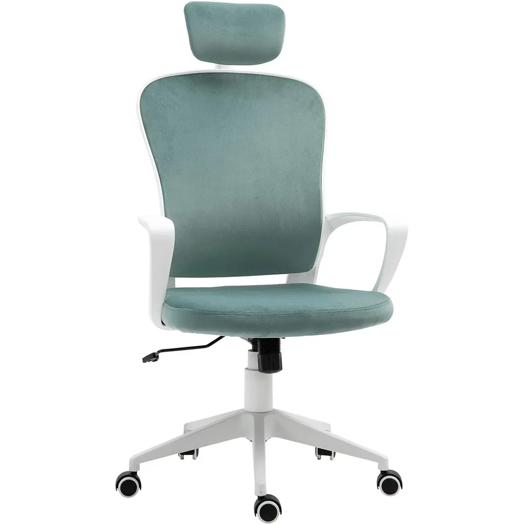Vinsetto office chair with armrest and headrest turquoise/white