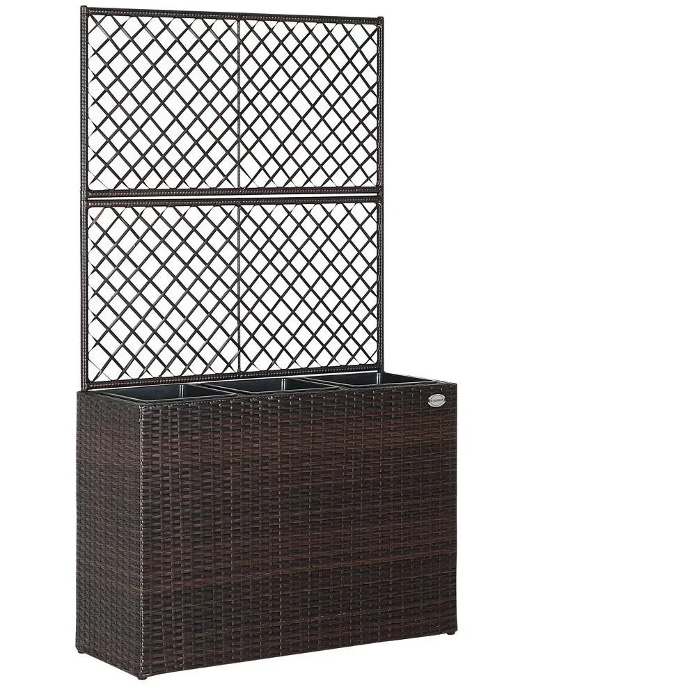 Polyrattan planter with trellis brown