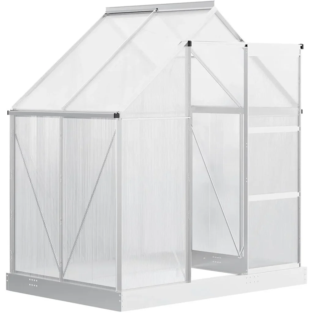 Aluminum greenhouse garden house with window door 193 x 126 x 205 cm 2.5 plant house including foundation greenhouse tomato house