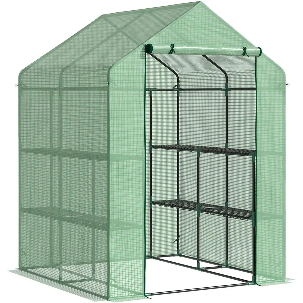 Plastic greenhouse greenhouse with flower shelf cold frame tomato house plant house for garden, made of steel tube and