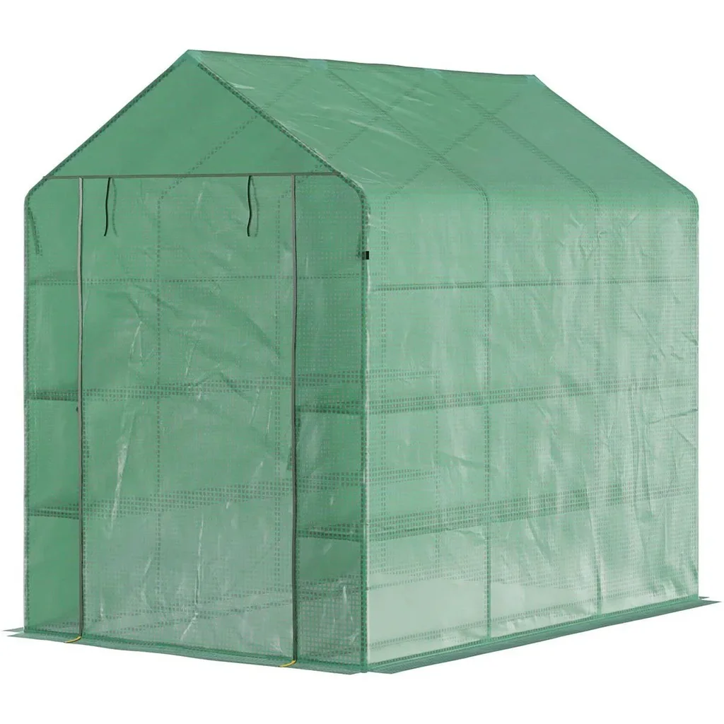Plastic greenhouse greenhouse with flower shelf cold frame tomato house plant house for garden, made of steel tube and