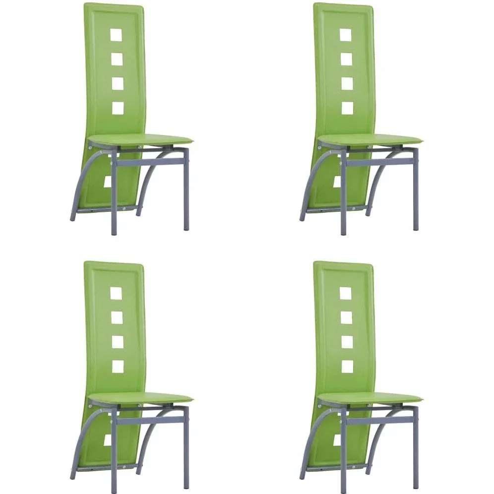 Dining room chairs 4-seater faux leather green