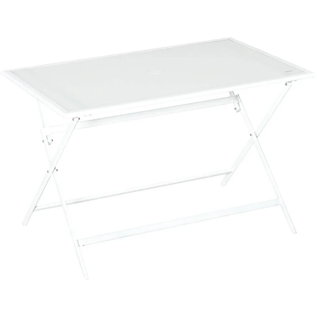 Garden table - white - metal/glass - 110 x 70 x 70 cm