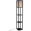 Floor lamp with shelves, interior lighting, E27 up to 40W, wood, black, 26 x 26 x 160 cm
