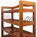 Acacia wood shoe rack with 5 ni