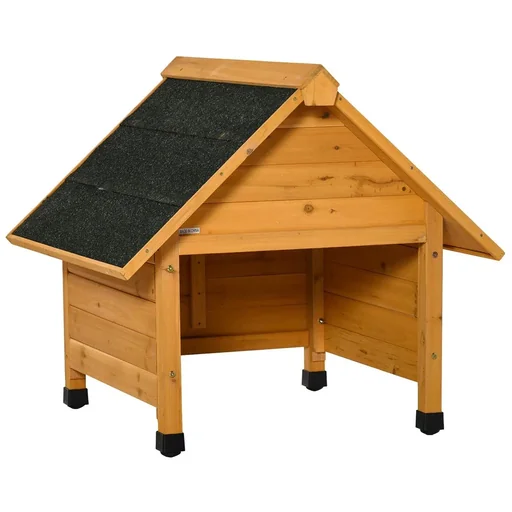 "Wooden garage for robotic lawnmowers, robotic lawnmower garage, carport for robotic lawnmowers, sun and rain protection, yellow, 75 x 76 x 70 cm image"