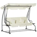 Rocking chair 3-seater porch swing garden swing with seat and backrest tray bench swing bench Dachwink