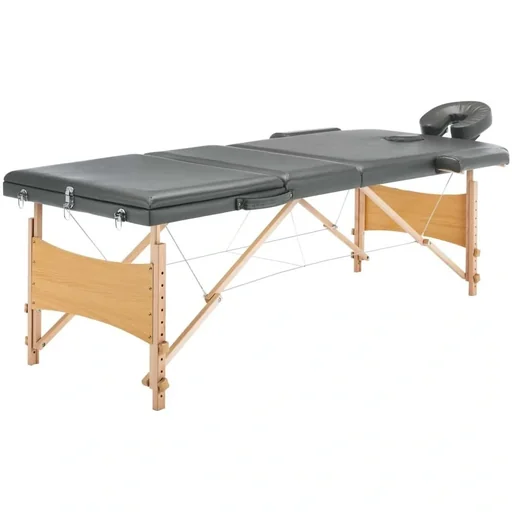 "Massage table 3 zones 186x68 cm wooden frame anthracite image"