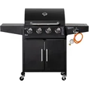 Gas grill - 4 burners - 1 side burner - Black - 132 x 55 x 109 cm