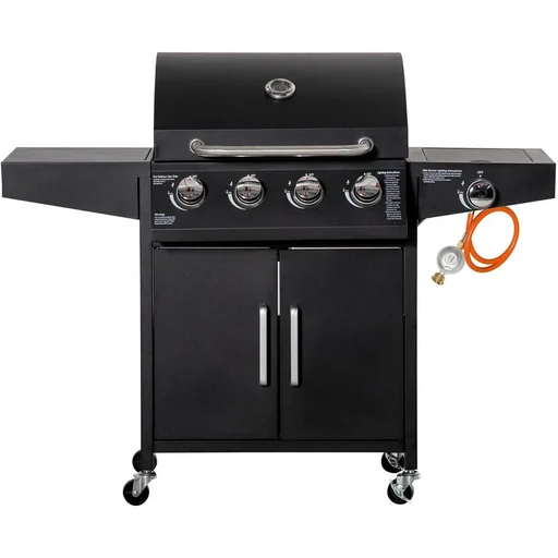 "Gas grill - 4 burners - 1 side burner - Black - 132 x 55 x 109 cm image"