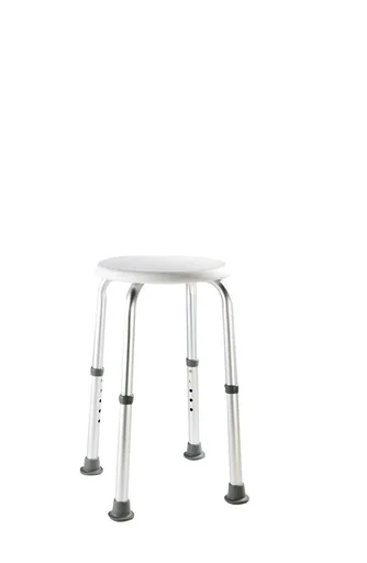 "Shower and bath stool, bathroom stool, height adjustable, white/silver image"