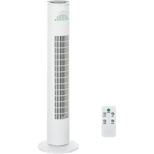 "Tower fan with 3 ventilation levels white image"