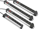 10-way aluminum power strip with surge protection and switch