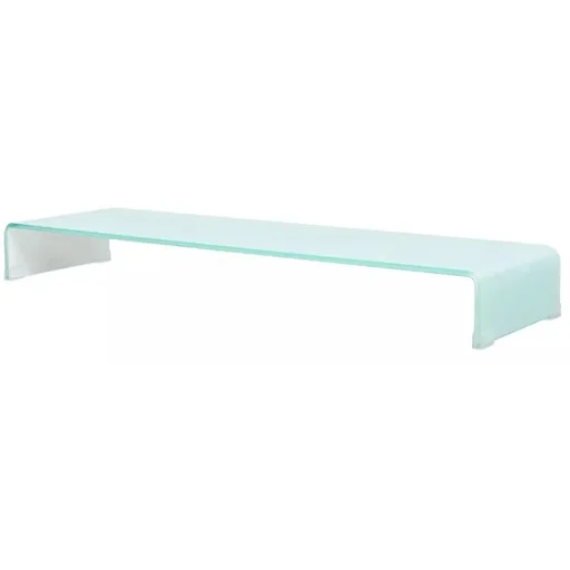 "TV cabinet/monitor stand white 110x30x13 cm glass image"
