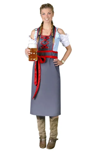 "Apron for women, color gray/red, one size image"