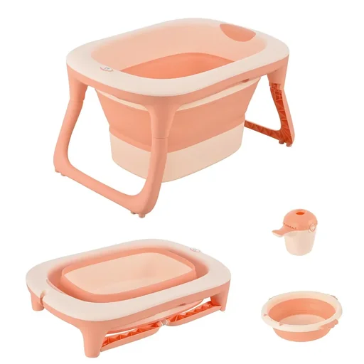 "Foldable baby bath with sink and shampoo cup image"
