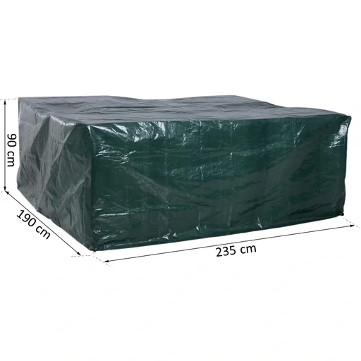 "Tarpaulin protective cover garden furniture cover waterproof UV protection rectangular PE green 235 x 190 x 90 cm image"