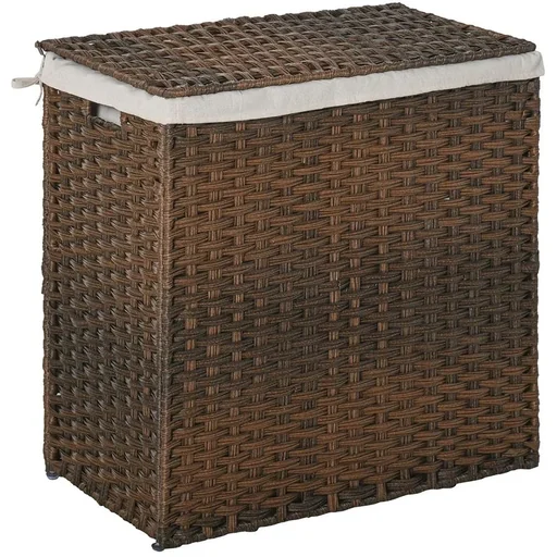 "Laundry basket space-saving foldable brown image"