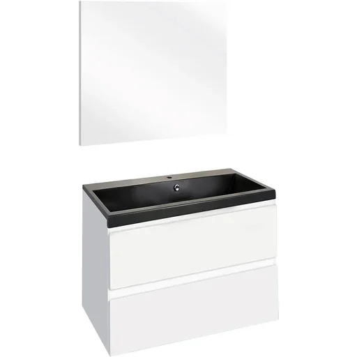 "Concept bathroom furniture with mirror 60cm - White/black image"