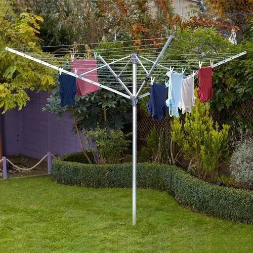 "Rotating clothes airer 170 x 183 cm silver image"