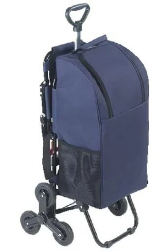 "Stair-climber shopping trolley with seat, blue image"