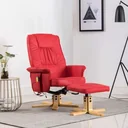 Massage table adjustable with footstool artificial leather red