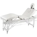 Foldable massage table with aluminum frame (four sections / cream white)